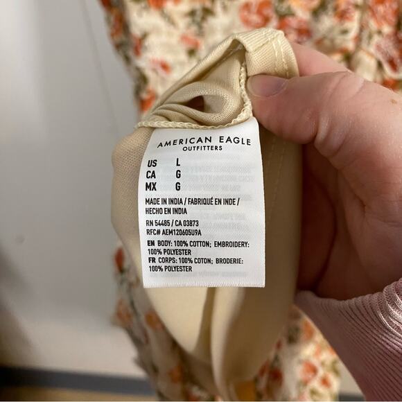 American Eagle Floral Print Tiered Boho Babydoll Dress Size L - Picture 5 of 6